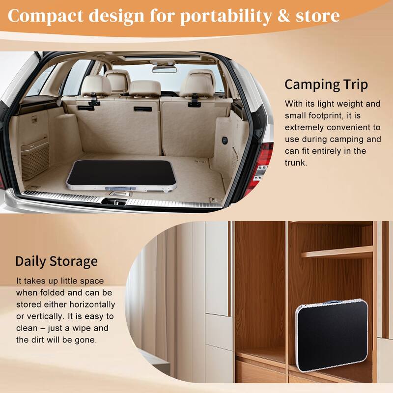 Portable 2.3ft Aluminum Folding Table for Outdoor Camping - 27.56" x 19.69" x 23.62"