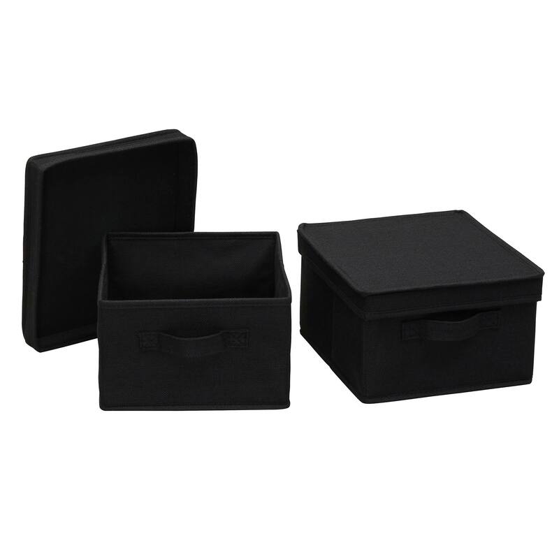 Household Essentials Storage Box with Fully Removable Lid, Set of 2 - Black