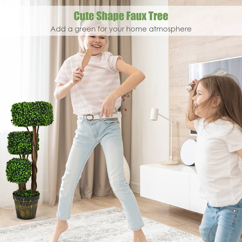 Costway 3FT Artificial Boxwood Topiary Tree UV Protected Indoor - See details