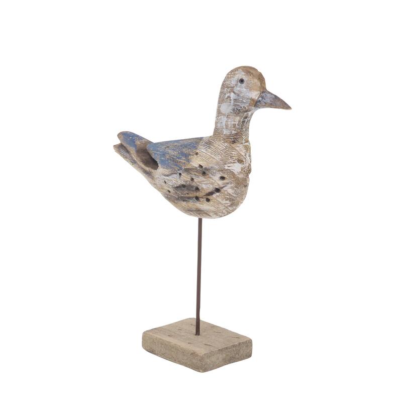 Brown Empress Wood Coastal Sculpture Bird (Set of 3) - 11 x 3 x 14
