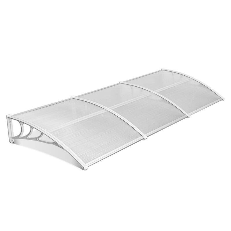 MCombo 40×120 Window Awning with Polycarbonate Board, 4012 - Clear Board with White Bracket