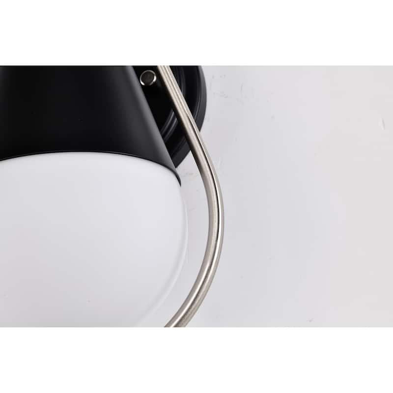 Admiral 1 Light Wall Sconce - Matte Black and Brushed Nickel Finish - White Opal Glass