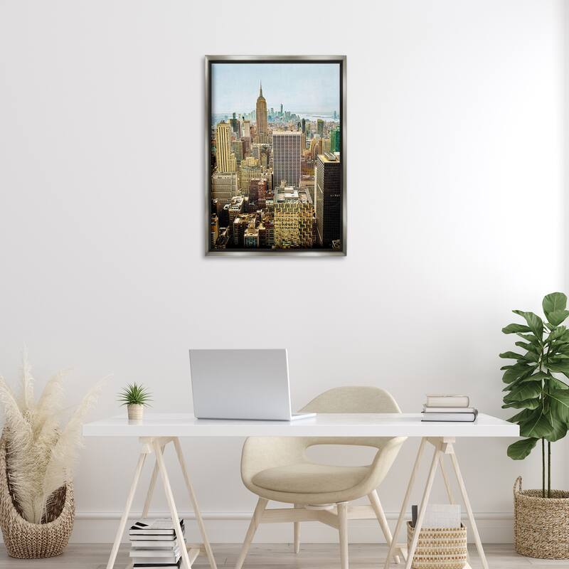 Stupell Overlooking Cityscape Buildings Framed Floater Canvas Wall Art Design By Seven Trees Design