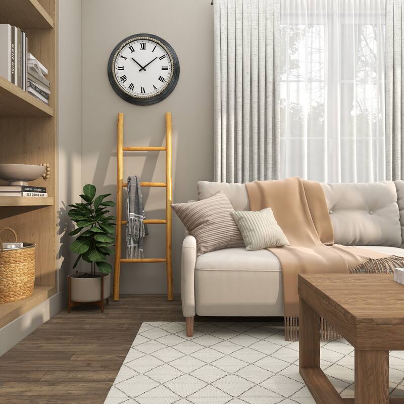 Brown Teak Wood Handmade 4 Rack Ladder