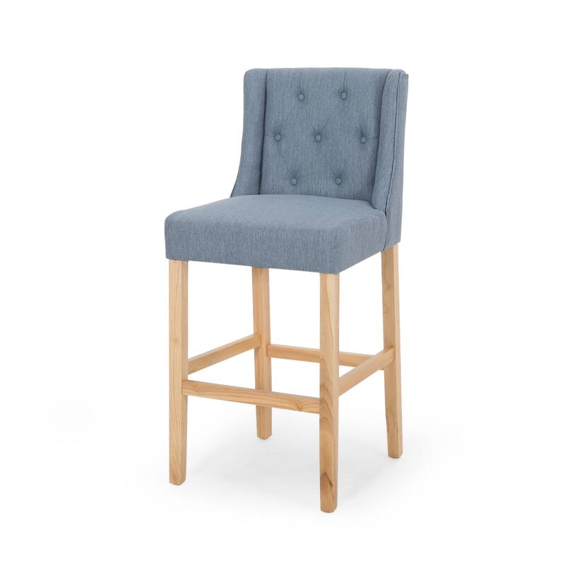 Fabric Tufted Wingback Counter Stools, Set of 2