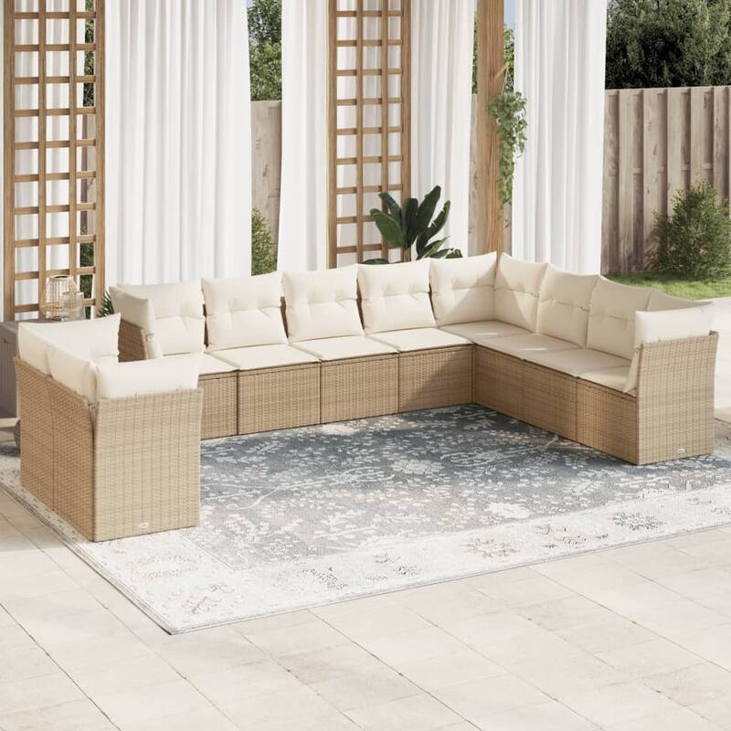 vidaXL Garden Sofa Set Beige, Cream white - 24.4 x 24.4 x 27.2