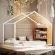 preview thumbnail 25 of 30, Metal PlayHouse Bed Frame with Shelves and LED Warm Lighting White - Full