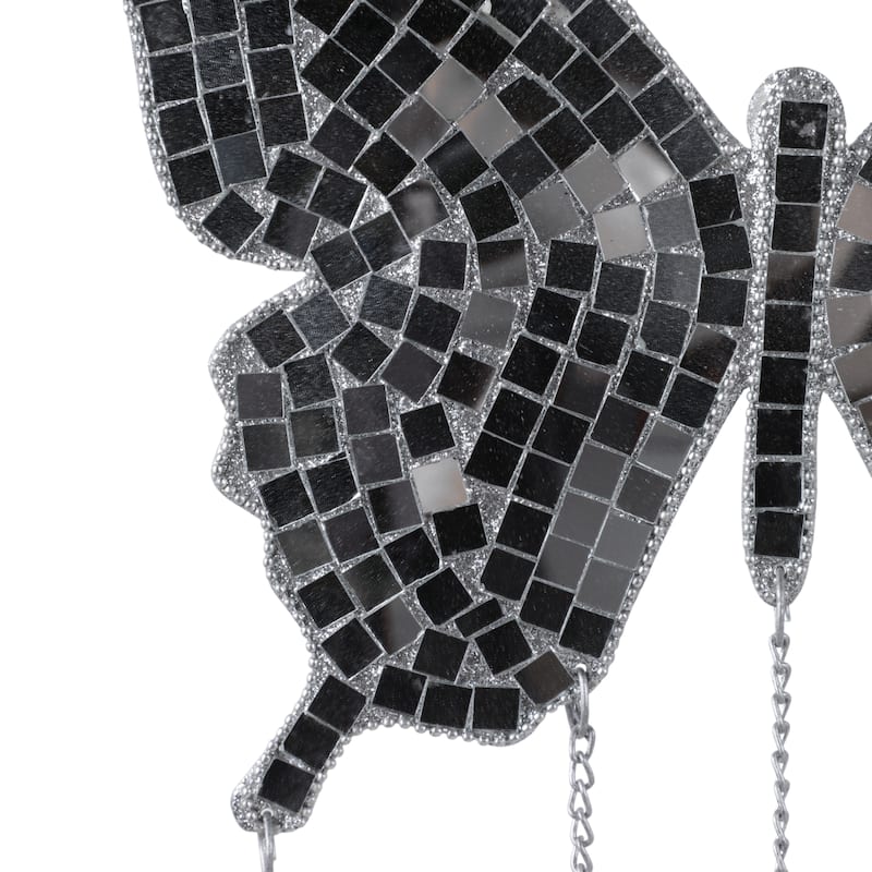 Metal Windchime with Glass Accents and Iron Bells in Butterfly Shape