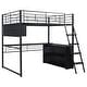 preview thumbnail 11 of 28, Full Size Loft Bed with Desk, LED Shelves, and Storage - Metal Frame with Guardrails and Ladder, Space-Saving Design for Teens
