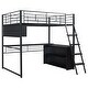 preview thumbnail 22 of 24, Modern Loft Bed with LED Design, Desk and 4 Storage Shelves, Space-Saving Metal Loft Bed Frame with Full-Length Guardrails