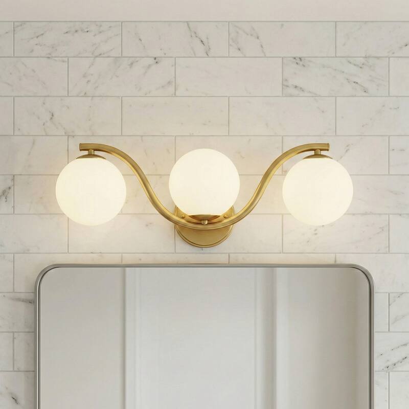 Acroma 3 - Light Gold Seel Wavy Dimmable Vanity Light