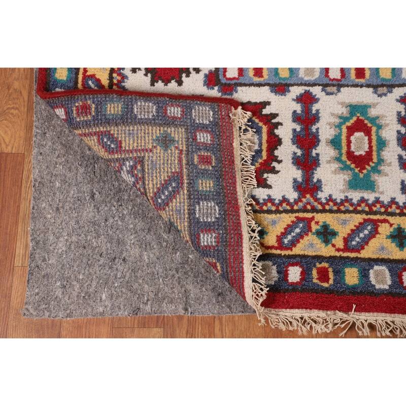 Geometric Kazak Area Rug Handmade Wool Carpet - 8'10" x 11'11"