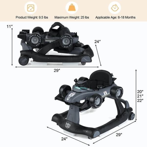 dimension image slide 1 of 5, Costway 4-in-1 Baby Walker Foldable Activity Push Walker Adjustable - See Details