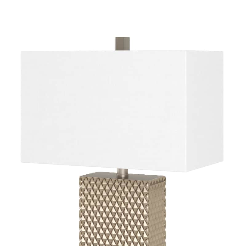 Lux Lighting 29" Stunning Gold and White Linen Shade Table Lamps (Set of 2) 3-Way Switch