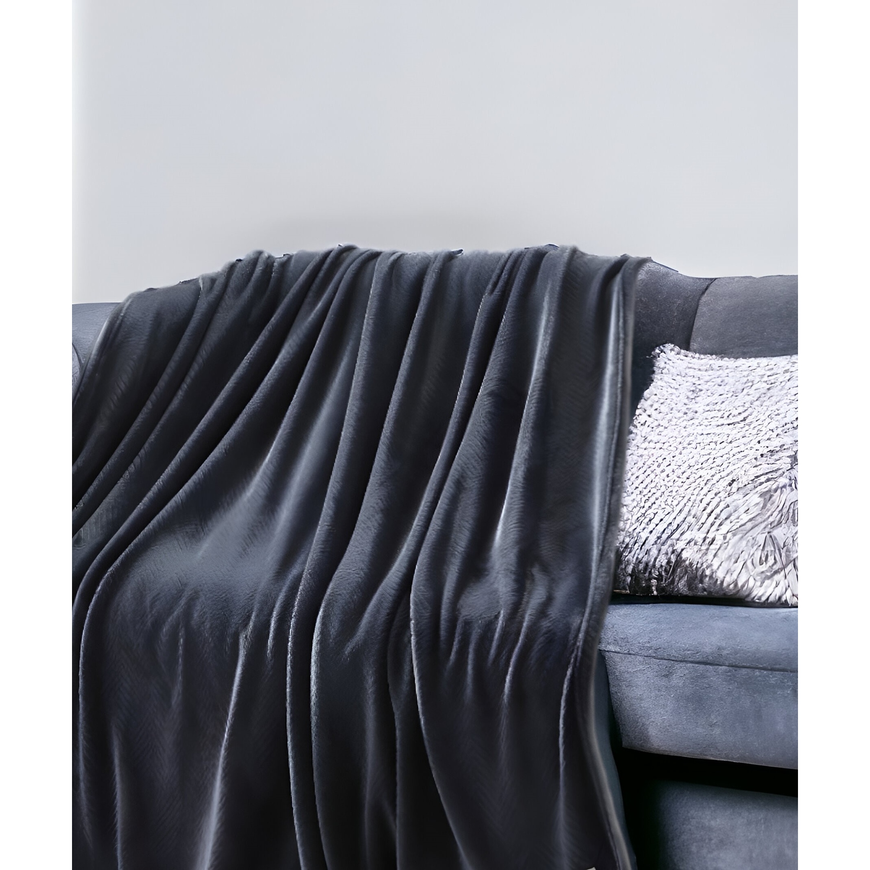 60 X 70 Dark Slate Gray Knitted Polyester Plush Throw Blanket
