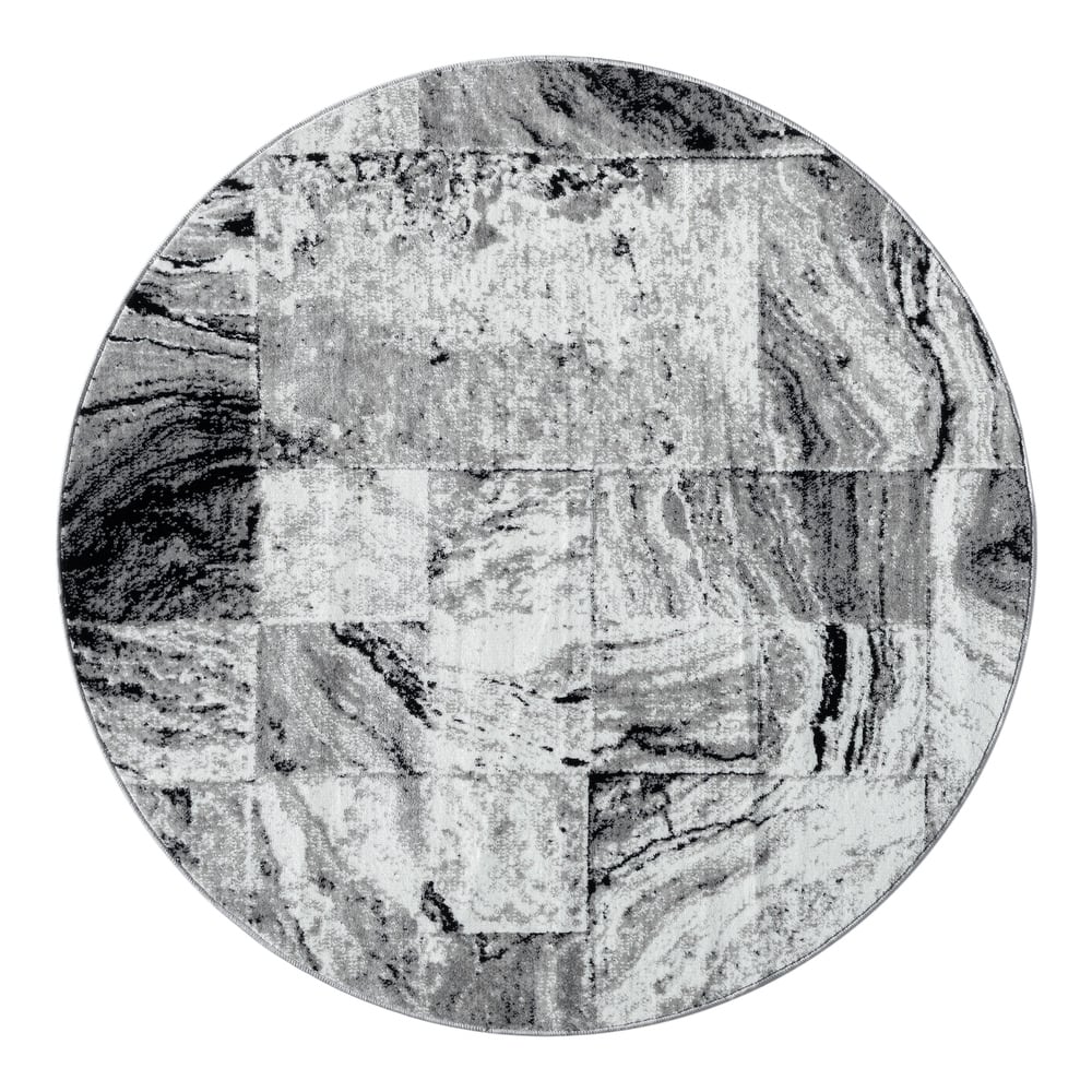 Kimberly Collection Dark Grey Abstract Square Area Rug