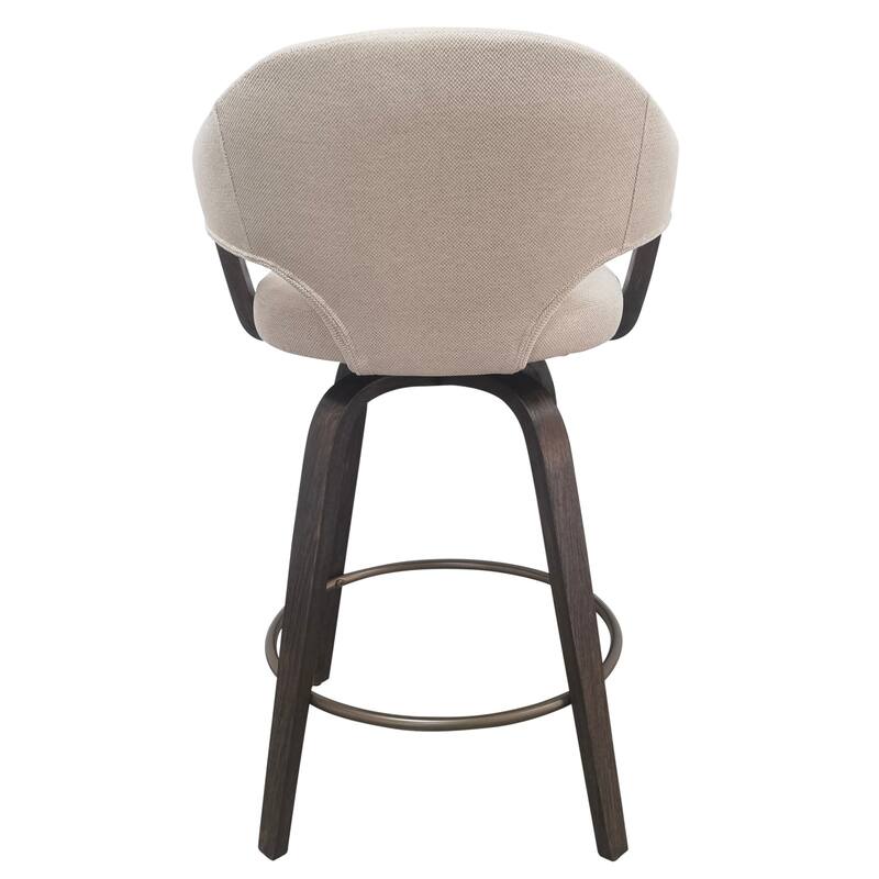 Modern Fabric and Bentwood 26" Counter Stool with Swivel, Set of 2
