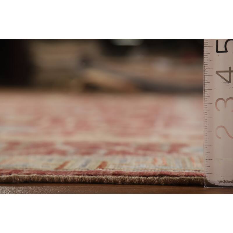 Hand Knotted Oriental 100% Wool Carpet Transitional All-Over Red Oushak Area Rug - 11' 11'' X 9' 4''