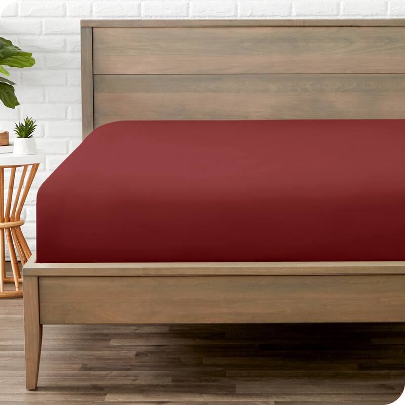 Bare Home Double Brushed Deep Pocket Fitted Sheet - Twin - Rosewood