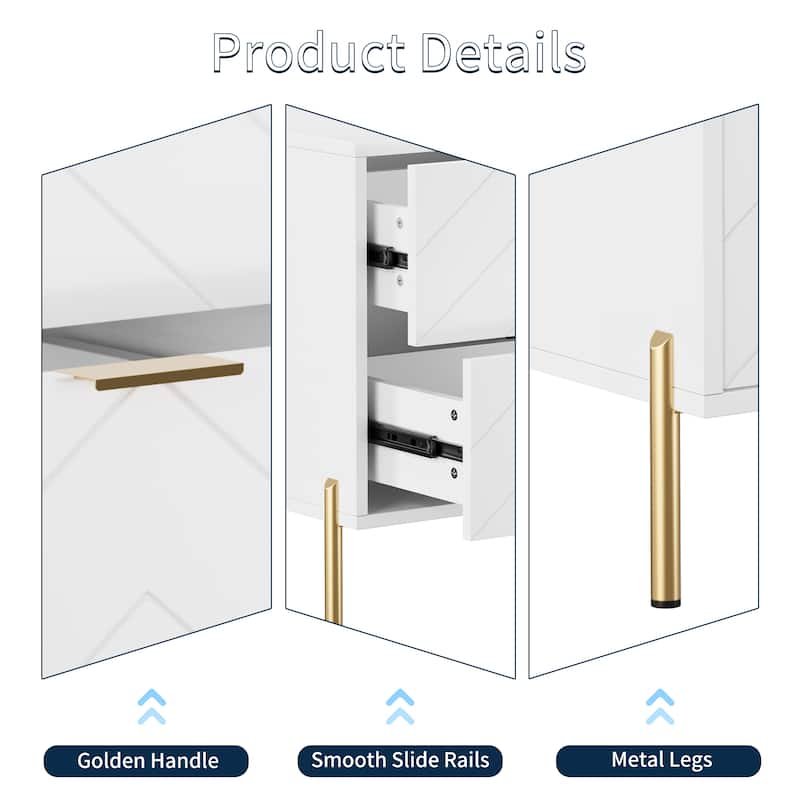 Clihome Modern 2-Drawer Storage Nightstand