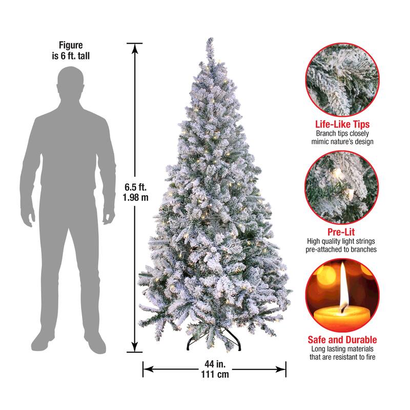 National Tree Company 6.5 ft. Snowy Mixed Pine Tree with Clear Lights - 6.5 Foot
