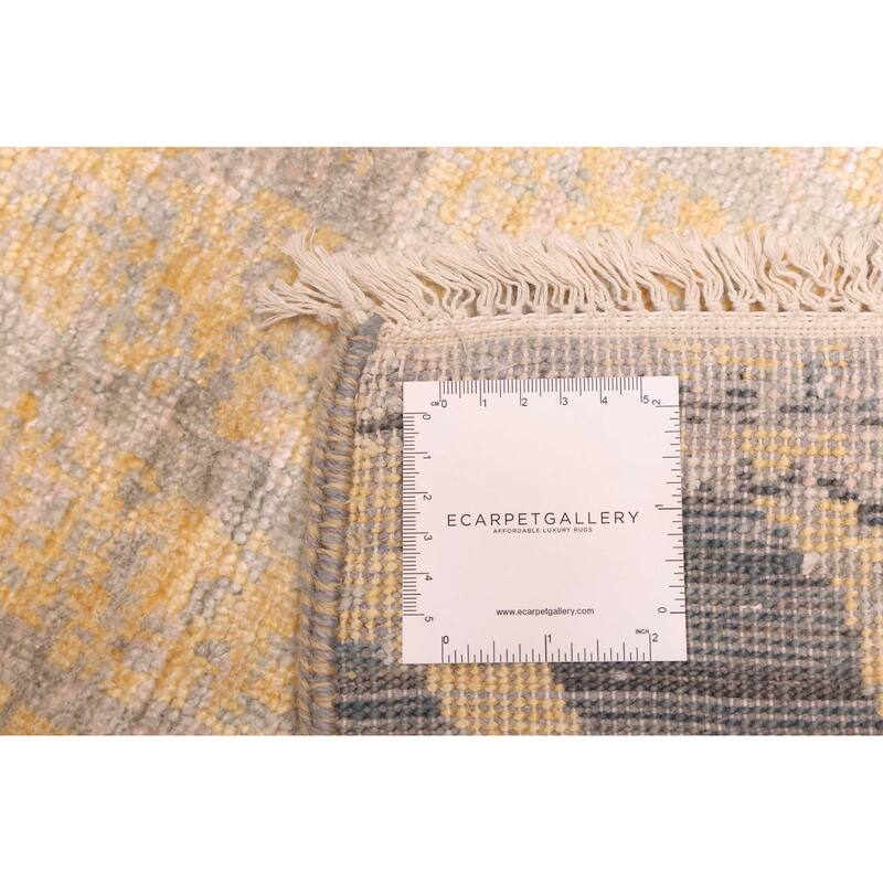 ECARPETGALLERY Hand-knotted Legacy Dark Grey, Light Gold Silk, Wool Rug - 9'10 x 14'0