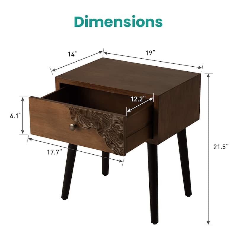 SUNBURY Mid-Century End Table with Drawer