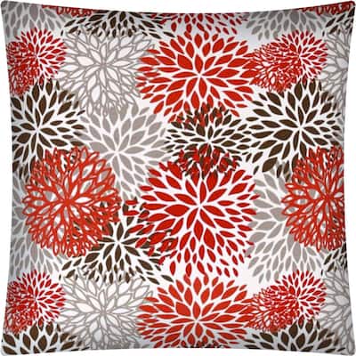 HomeRoots 17x17 Red Taupe And White Zippered Polyester Floral Throw Pillow Cover - 4