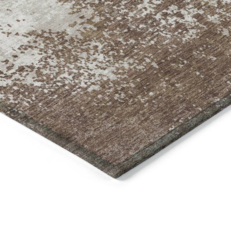 Machine Washable Indoor/ Outdoor Abstract Pixels Chantille Rug