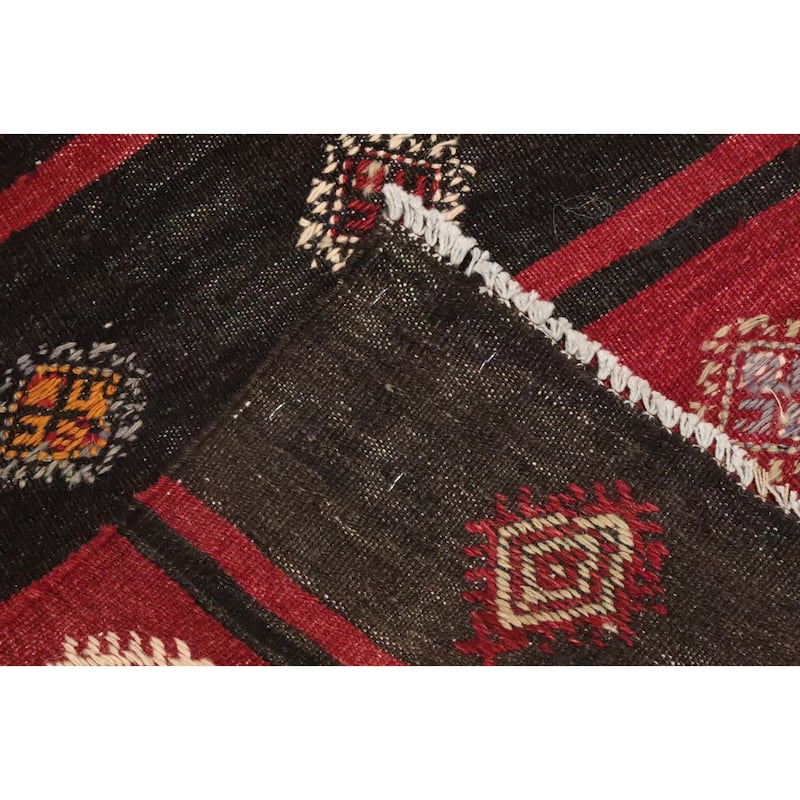Hand Woven Oriental 100% Wool Carpet Southwestern Tribal Red Kilim Area Rug - 9' 7'' X 5' 5''