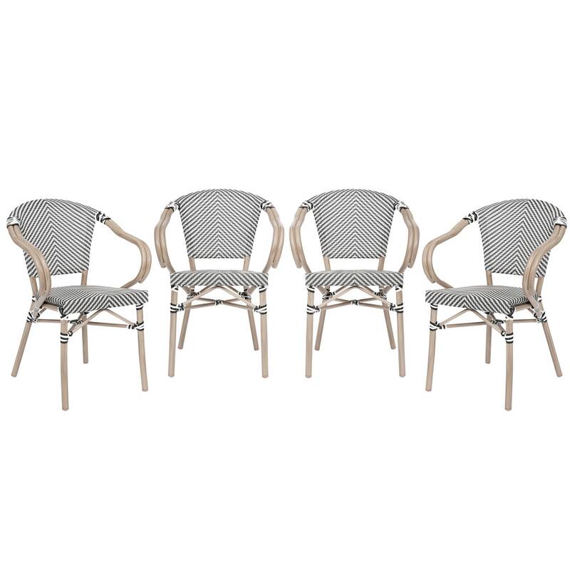4 Pack All-Weather Commercial Paris Chairs with Arms and Metal Frame