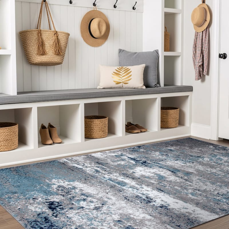 World Rug Gallery Distressed Abstract Watercolor Area Rug