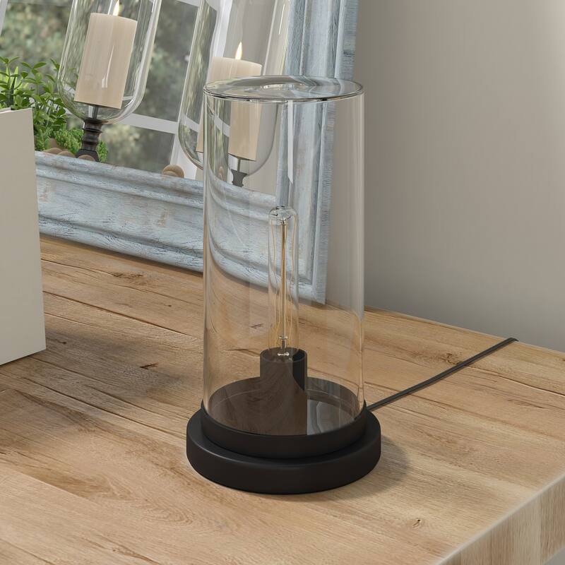 Perabo 13" Tall Uplight Mini Lamp with Glass Shade - 7" Wide - Blackened Bronze