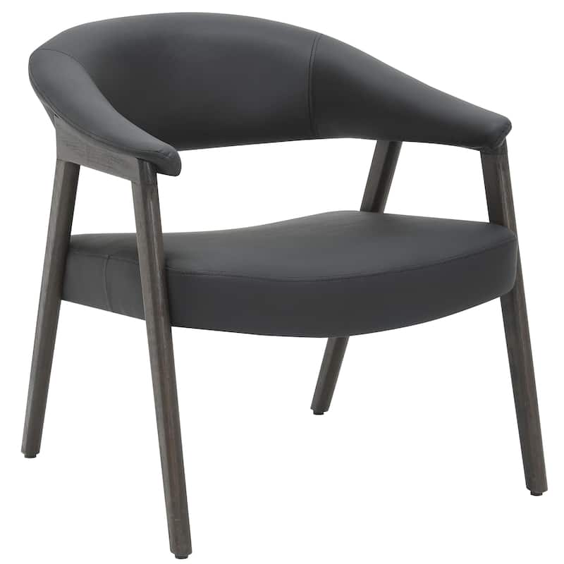 Modern Faux Leather and Solid Wood Accent Chair - Black