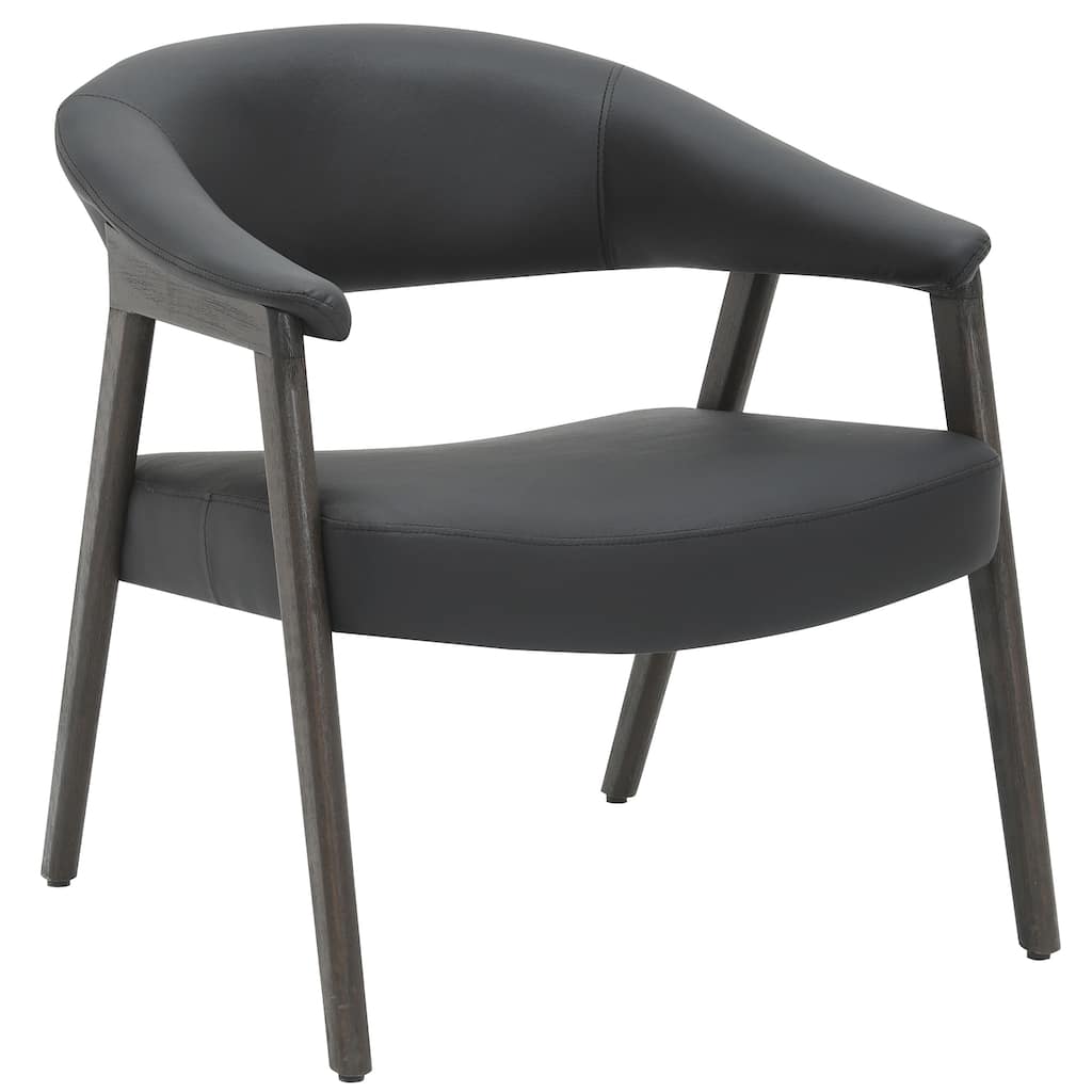 Modern Faux Leather and Solid Wood Accent Chair