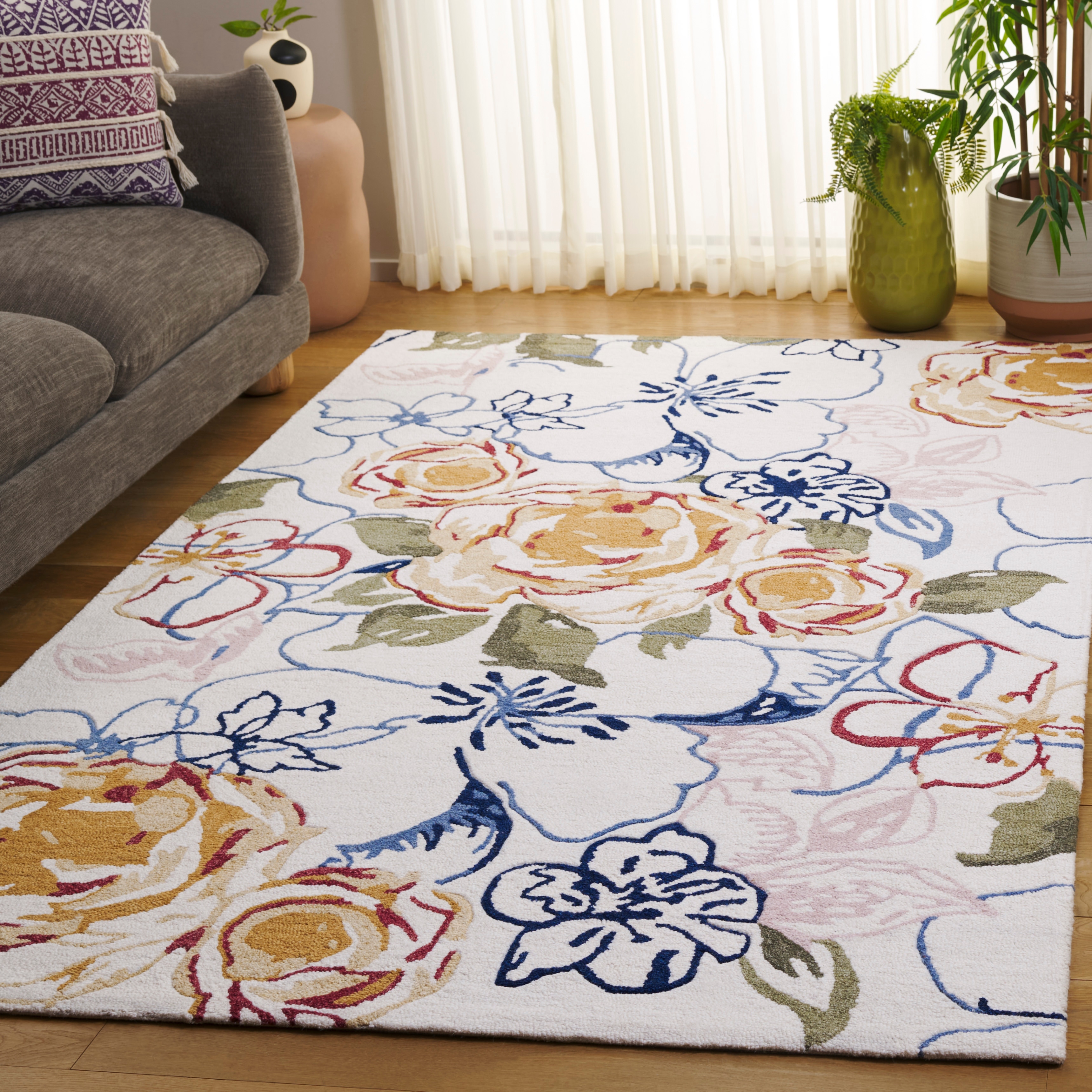 SAFAVIEH Handmade Jardin Roqhaia Floral Wool Rug