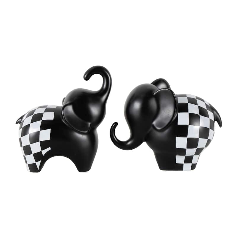 The Novogratz Gold, Silver, Black, White or Multi Colored Porcelain Ceramic Elephant Decorative Sculpture (Set of 2)