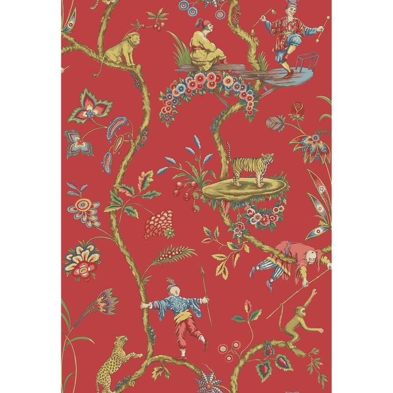 Scalamandre Tomato Chinoise Exotique Self Adhesive Peel & Stick Wallpaper