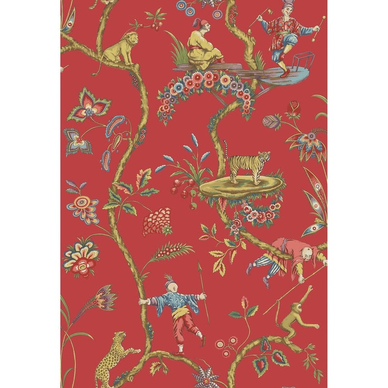 Scalamandre Tomato Chinoise Exotique Self Adhesive Peel & Stick Wallpaper