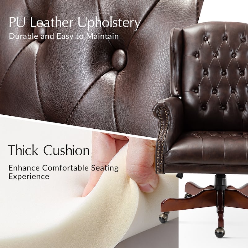 Maximiliano Modern Swivel Executive Chair with Tufted Back by HULALA HOME