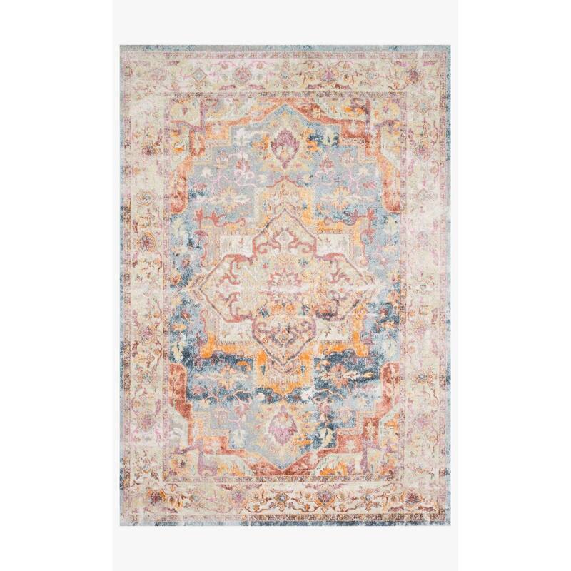Alexander Home Jennifer Collection Bohemian Medallion Distressed Area Rug