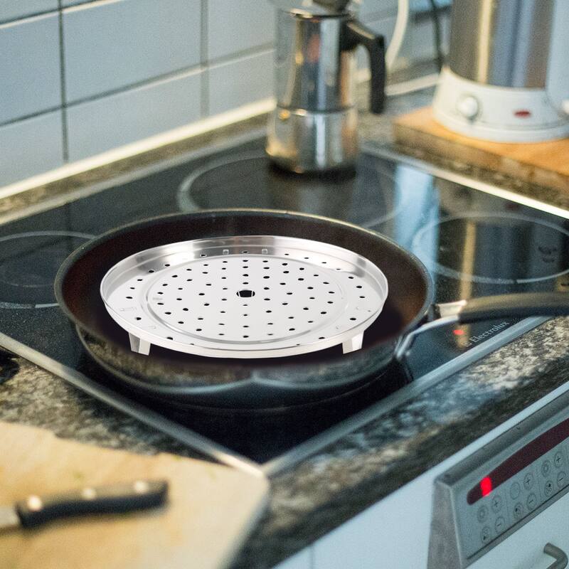 Kitchen Stainless Steel 3 Legs Steamer Rack Food Steaming Stand Cookware 10" - Silver Tone