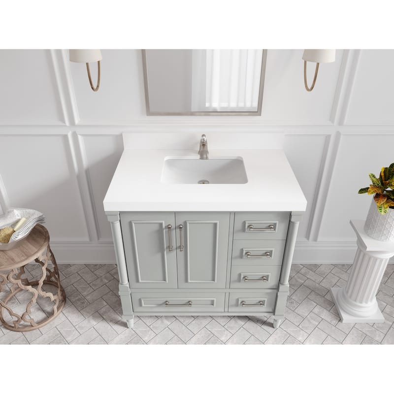 Willow Collections 36 in. W x 22 in. D Aberdeen Center Sink Left Bathroom Vanity with Countertop