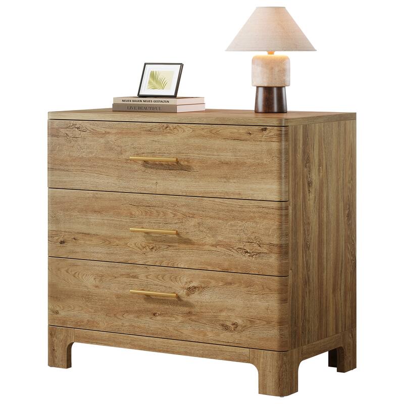 Oversized Nightstand with 3 Drawers, 31.5-Inch Wide Wood Night Stand