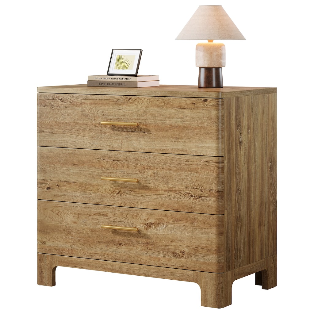 Oversized Nightstand with 3 Drawers, 31.5-Inch Wide Wood Night Stand