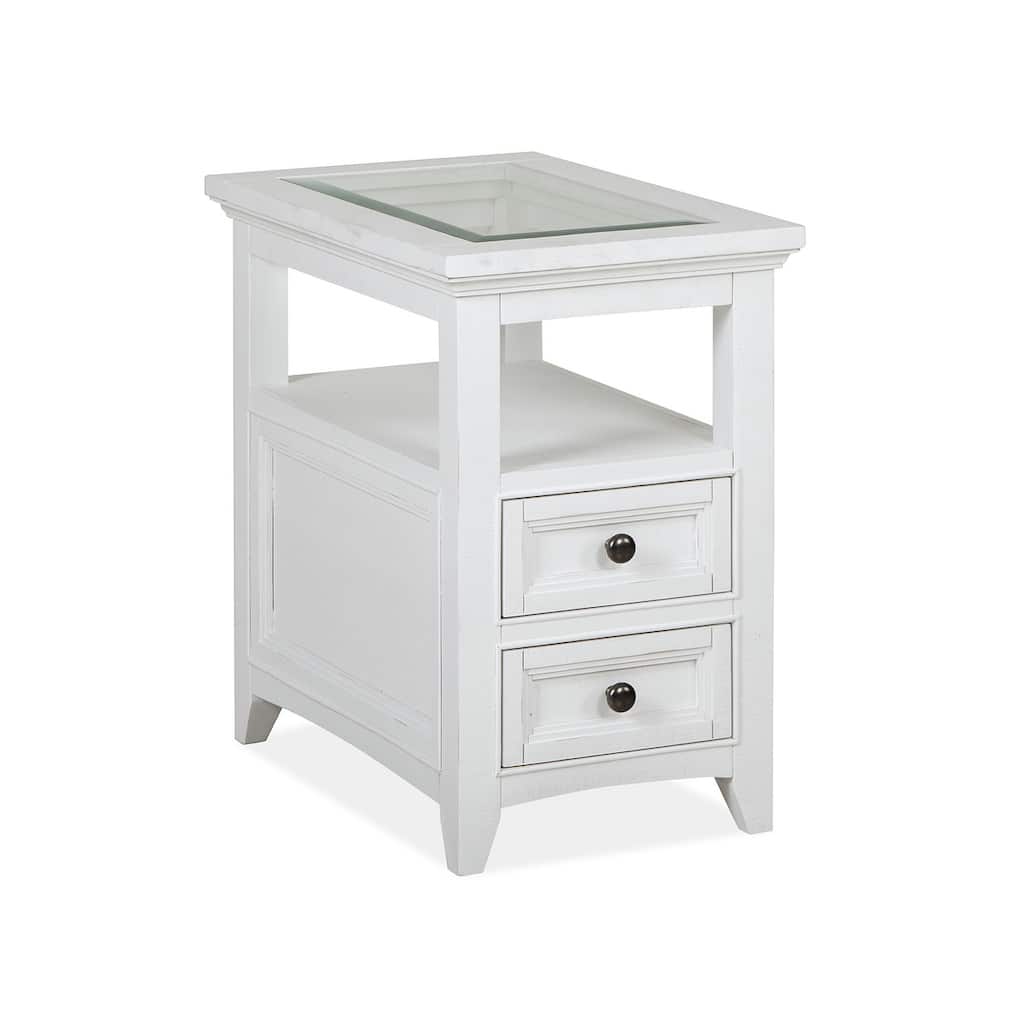 Magnussen Home Heron Cove Chalk White Chairside End Table - 15''W x 24''D x 24''H