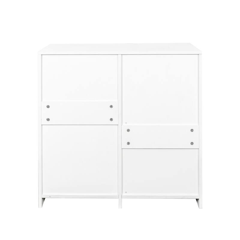 Roomfitters Laundry Cabinet with Doors and Shelf, Freestanding Tilt-Out Laundry Hamper, Adjustable Storage Shelves, White