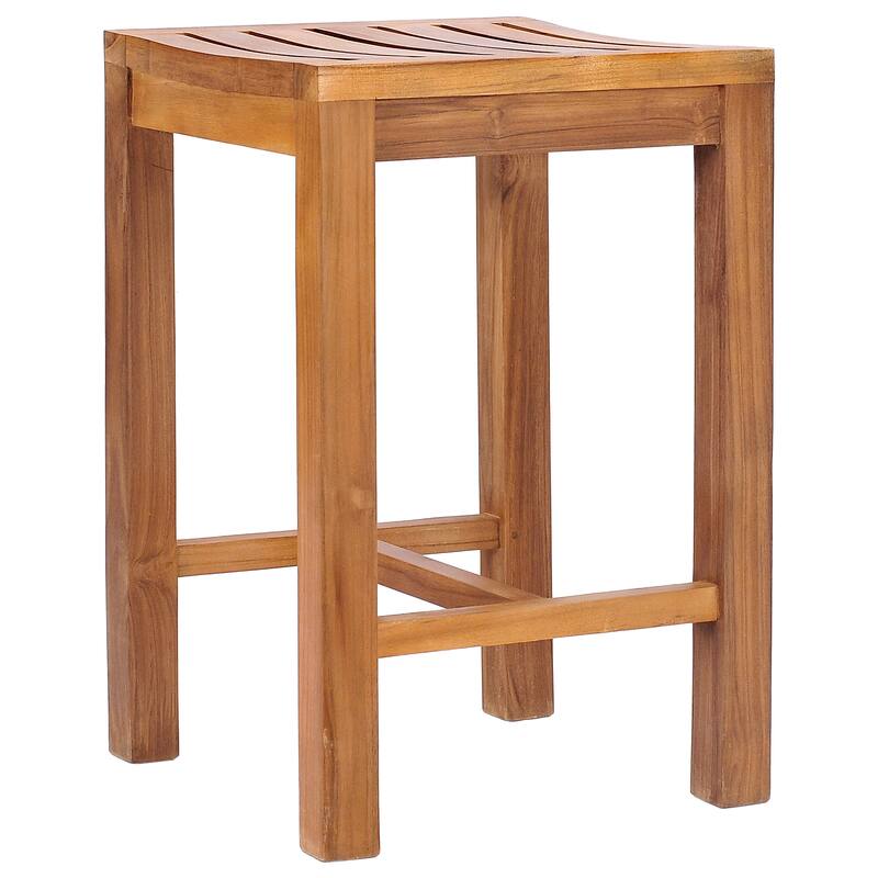 Chic Teak 5 Piece Teak Wood Seville Medium Counter Height Patio Bistro Set, 4 Counters Stools and 35" Square Table