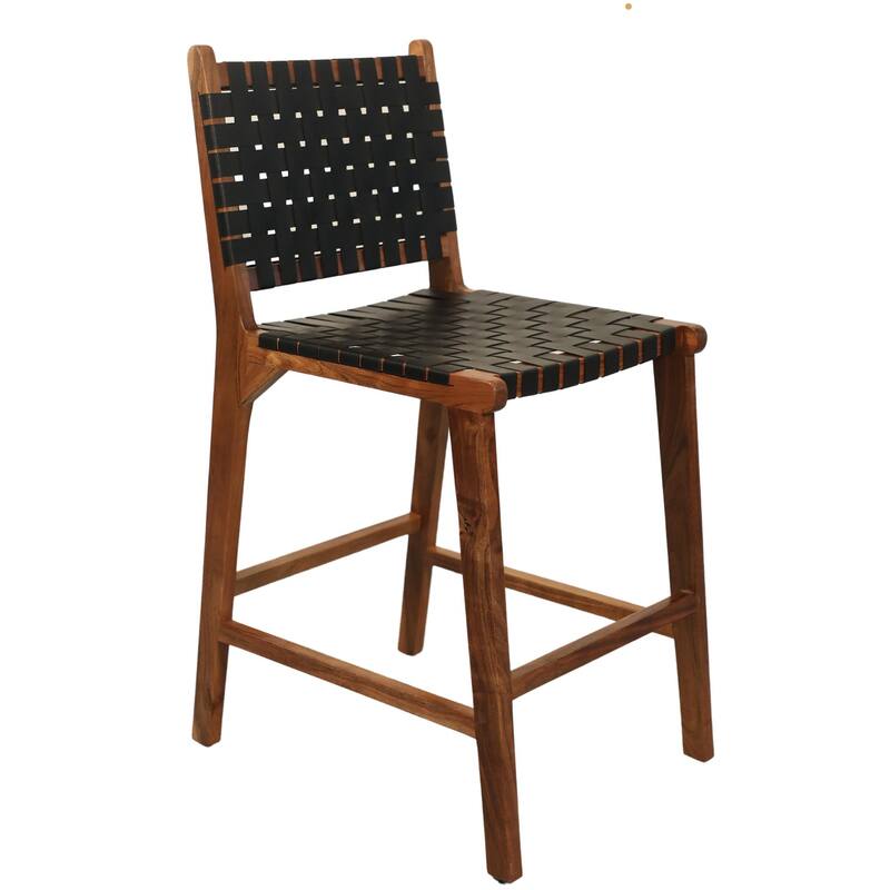 Whitney 24inch Leather Weave Barstool, Set of 2 N/A On Sale Bed