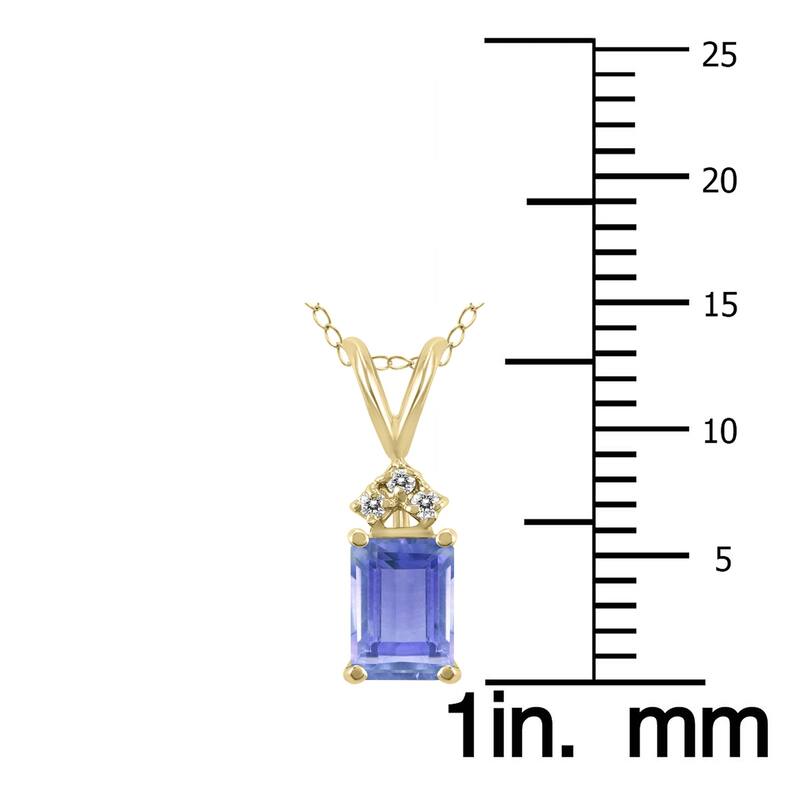 Marquee 14K Yellow Gold 6x4MM Emerald Shaped Tanzanite and Diamond Pendant